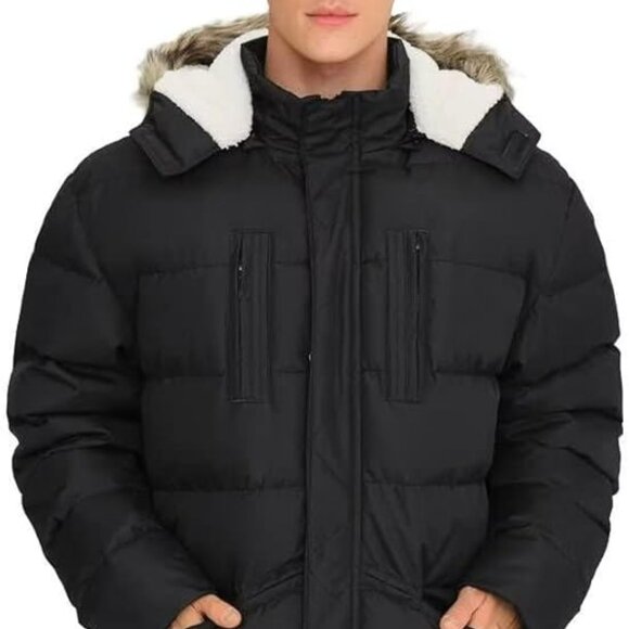 Men's Winter Coat Warm Water Resistant Puffy Hooded Windbreaker Insulated sz 3XL